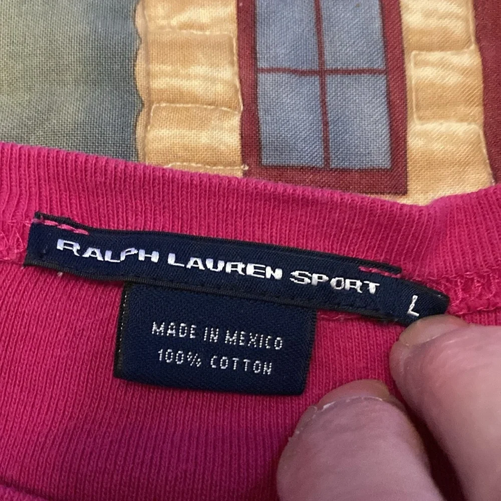 Ralph Lauren Sport long sleeve casual crew shirt large dark pink blue label - Picture 3 of 10